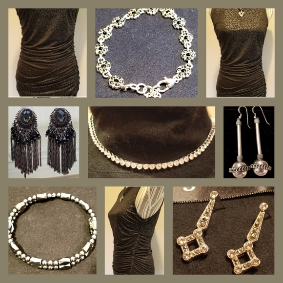 Forever 21 Asymetrical Cinched Black with Silver Shimmer Leopard Print Dress - Picture 10 of 12